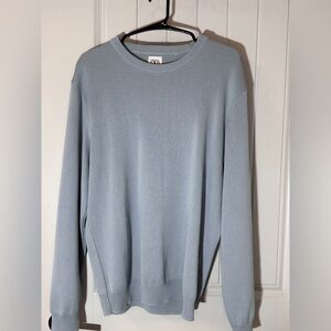 Zara Men's Soft Blue Crewneck Sweater
